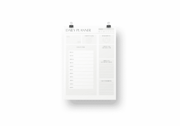 Time Blocking Planning Sheets displayed on a wall.